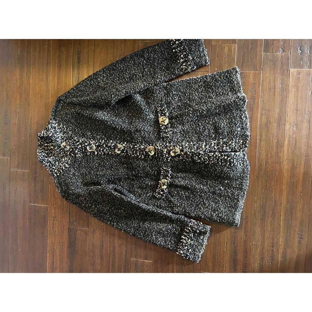 Coldwater Creek Black and Cream Sweater Coat